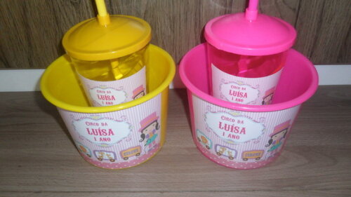 Lembrancinha Circo Kit Balde de Pipoca de 1,5 Litro + Copo Tampa 