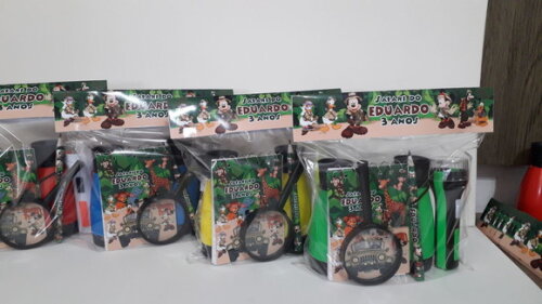 Kit Binoculo + Lanterna + Lupa + Bloquinho + Mini Lápis
