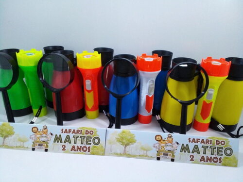 Kit Binoculo + Lanterna + Lupa Personalizado Safari