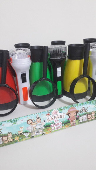 Kit Binoculo + Lanterna + Lupa Personalizado Tema Safari Men