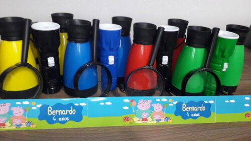 Kit Binoculo + Lanterna + Lupa Personalizado Tema Pig