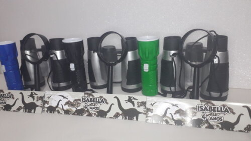Kit Binoculo Prata + Lanterna + Lupa Tema Dinossauro
