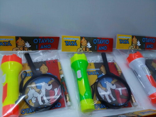 Kit Bloquinho + Mini Lápis + Lanterna + Lupa Tintim
