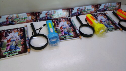 Kit Bloquinho + Mini Lápis + Lanterna + Lupa Zootopia