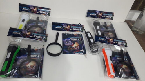 Lembrancinha Misterios Animais Kit Bloquinho + Mini Lápis + Lant