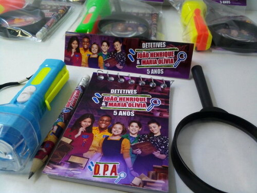 Kit Bloquinho +mini Lápis+lanterna+ Lupa Tema Dpa
