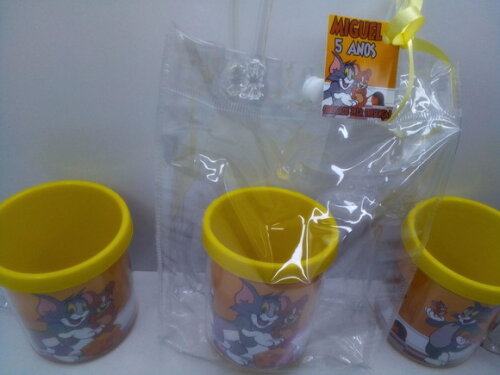 Kit Caneca Acrilica+ Sacolinha Tema Tom e Jerry