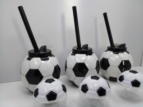 Kit Copo Bola com Canudo 300 ml + Mini Pote Bola Baleiro