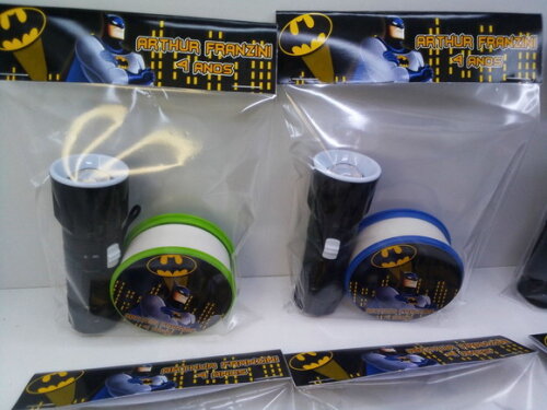 Kit Copo Retratil + Mini Lanterna Batman