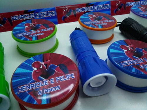 Kit Copo Retratil + Mini Lanterna Homem Aranha