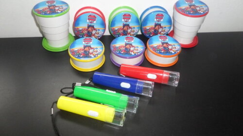 Kit Copo Retratil + Mini Lanterna Personalizado Patrulha Can