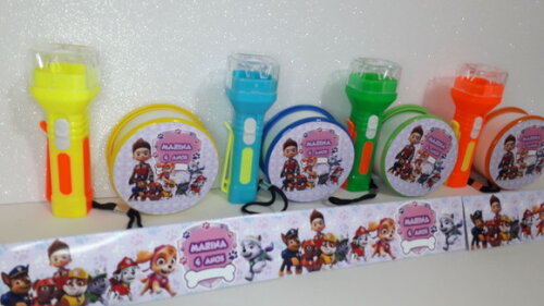 Kit Copo Retratil + Mini Lanterna Tema Patrulha Canina