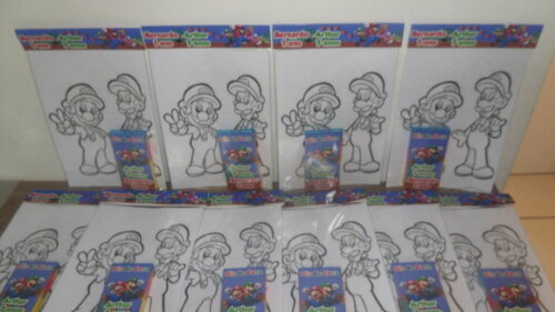 Kit de Desenhos para Colorir com Giz de Cera Super Mario