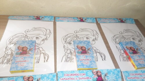 Kit de Desenhos para Colorir com Giz de Cera Tema Frozen