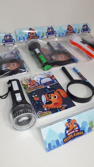 Kit Detetive Bloquinho + Mini Lápis + Lanterna + Lupa