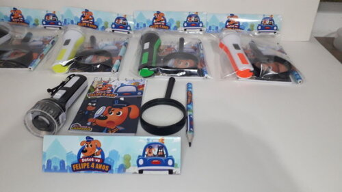Kit Detetive Bloquinho + Mini Lápis + Lanterna + Lupa