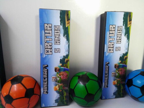 Kit Domino e Mini Bola Macia 6x6cm Tema Minivcraft