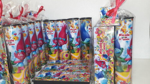Kit Domino e Pega Varetas Personalizado Trolls