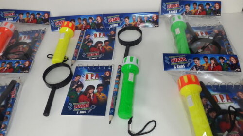 Kit Dpa Bloquinho + Mini Lápis + Lanterna + Lupa