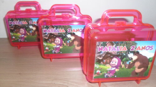 Lembrancinha Menina e o Urso Maletinha Personalizada