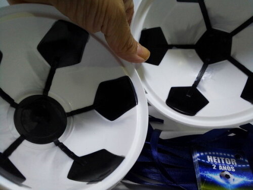 Lembrancinha Futebol Pote Bola Plasutil + saquinho + Tag personal