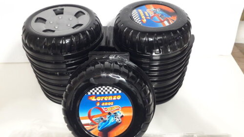 Lembrancinha Hot Wheels Pote em Formato de Roda Capacidade: 340 m