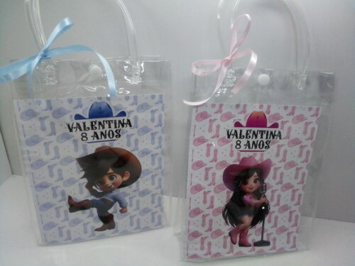 Lembrancinha Boiadeira e Boiadeiro Sacolinhas Cristal Personalizada