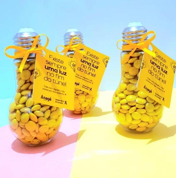 Baleiro Lâmpada com Doces- Setembro Amarelo