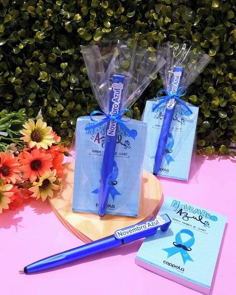 Bloquinho de Anotações com Caneta Multiuso- Novembro Azul