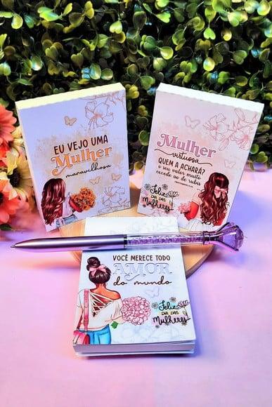 Bloquinho de Anotações com Caneta- Dia da Mulher