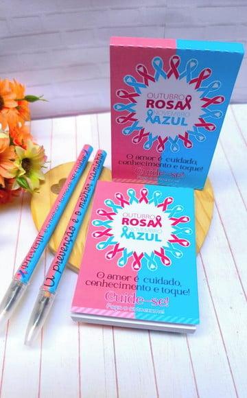 Bloquinho de Anotações com Caneta- Outubro Rosa e Novembro a