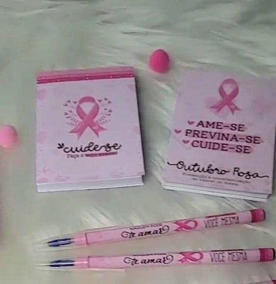Bloquinho de Anotações com Lápis ou Caneta- Outubro Rosa