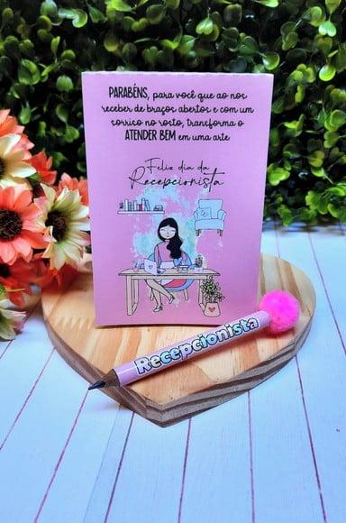 Bloquinho de Anotações com Mini Lápis- Dia do Recepcionista