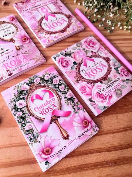 Bloquinho de Anotações e Lápis- Outubro Rosa