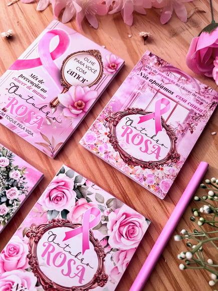 Bloquinho de Anotações e Lápis- Outubro Rosa