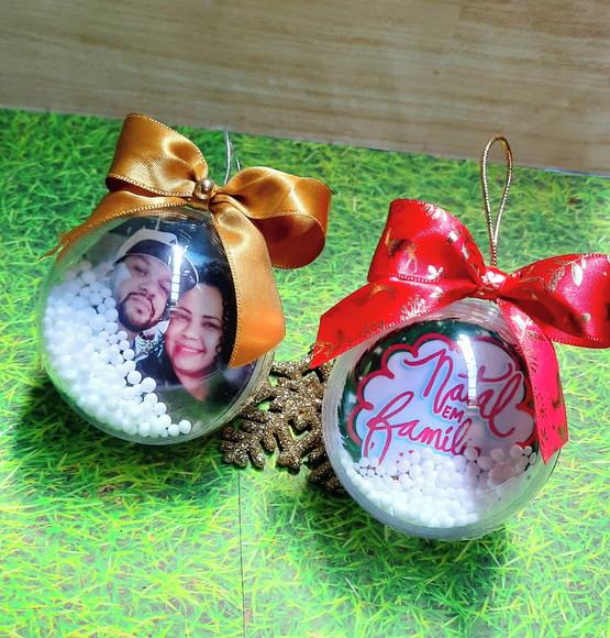 Bolinha com Foto Frente e Verso- Natal
