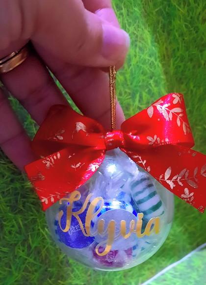 Bolinha com Nome e 10 Balinhas com Desejo de Boas Fes- Natal