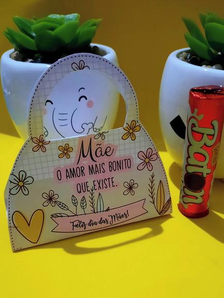 Bolsinha com Chocolate Baton- Dia das Mães