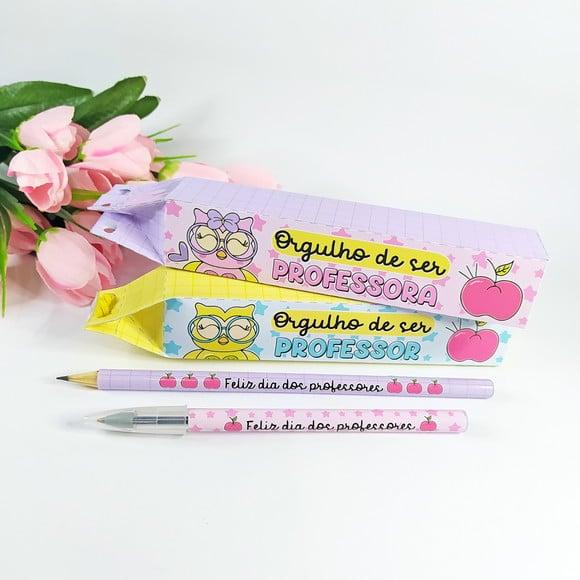 Caixinha com 1 Lápis e 1 Caneta- Dia dos Professores