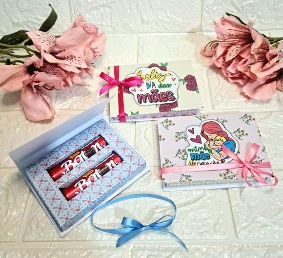 Caixinha com 2 Chocolates Batons- Dia das Mães