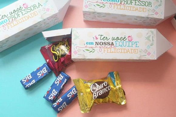 Caixinha com 5 Chocolates- Dia dos Professores