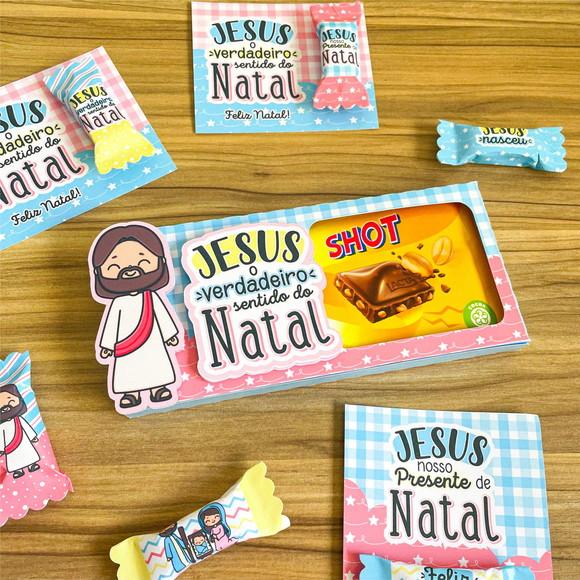 Caixinha com Barra de Chocolate 90g- Natal