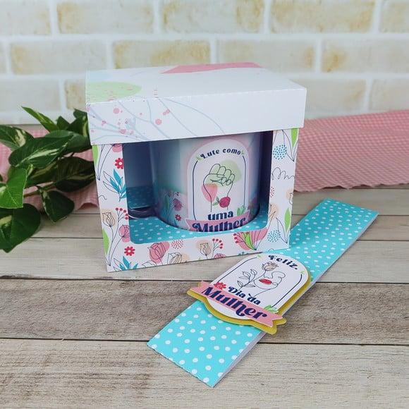 Caixinha com Caneca Acrílica- Dia da Mulher