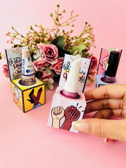 Caixinha com Esmalte e Mini Lixa- Dia das Mulheres