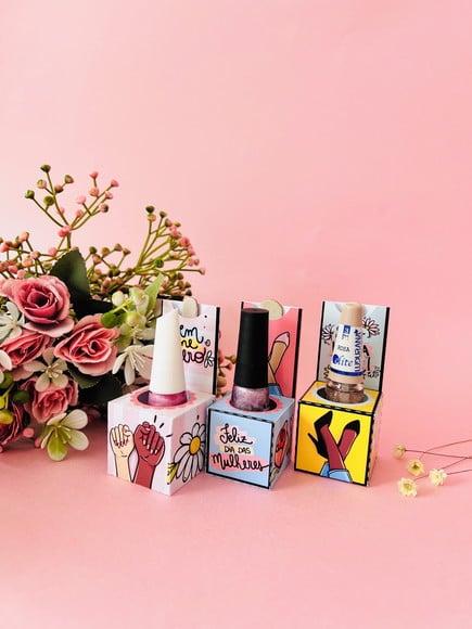 Caixinha com Esmalte e Mini Lixa- Dia das Mulheres
