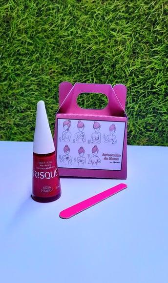 Caixinha com Esmalte e Mini Lixa- Outubro Rosa