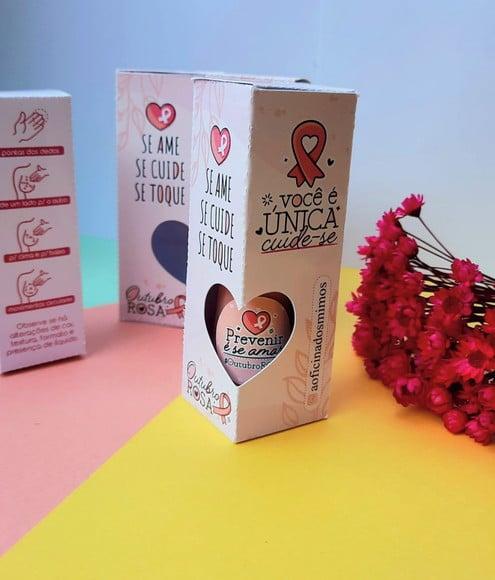 Caixinha com Esmalte e Mini Lixa- Outubro Rosa