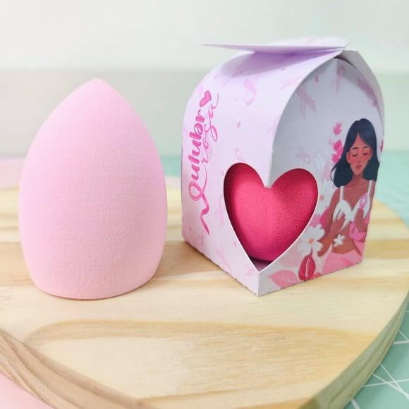 Caixinha com Esponjinha para Maquiagem- Outubro Rosa