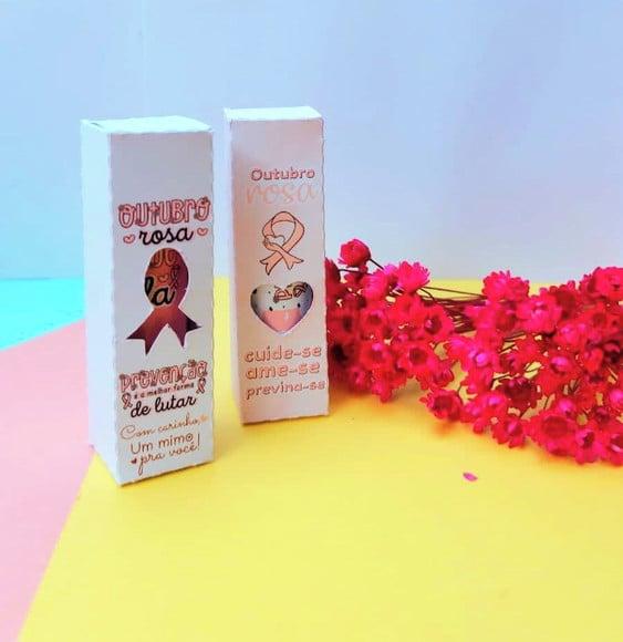 Caixinha com Hidratante Labial (batom de Cacau) Outubro Rosa