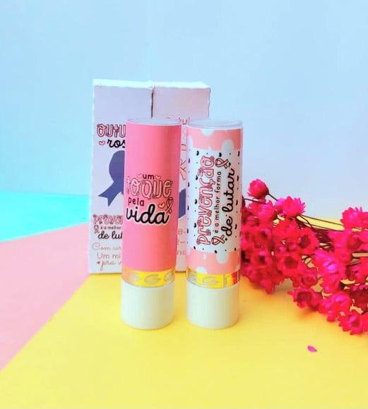Caixinha com Hidratante Labial (batom de Cacau) Outubro Rosa
